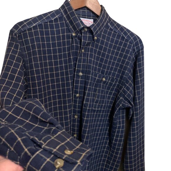 Vintage C.C.FILSON Mens Button-Down 100% Wool Shirt Blue Tan Plaid Sz L - Picture 7 of 9
